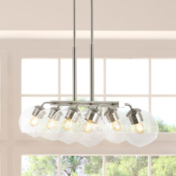 Julian 33.5" Farmhouse Bohemian Iron/Glass Linear LED Pendant - JONATHAN Y